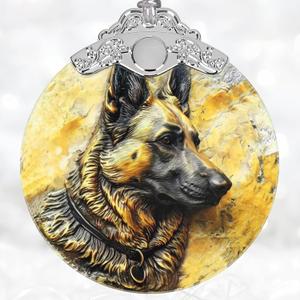 German Shepherd Dog Christmas Ornament - Stained Glass Tree Decoration, Xmas Gift for Dog Lovers