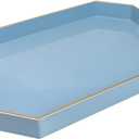 Spsyrine Blue Plastic Serving Tray for Ottoman, Coffee Table, Octagon Decorative Tray for Entertaining, Outdoor, Living Room, Home Decor (15.7" x 10.2" x 1.6")