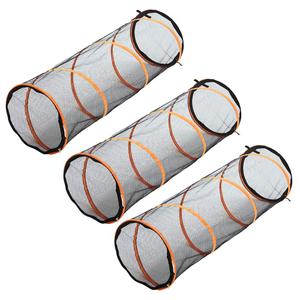 Folding Cat Play Tunnel for Indoor Cat, Easy to Connect with Cat Tent with Zipper Doors, Product Size 59" L x17 x17 3 PCS/ Set