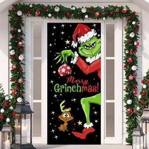 Christmas Door Cover Decorations Winter Holiday Party Decoration Xmas Backdrop  Outdoor Indoor Xmas Winter Decor