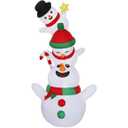 8FT H Cute Christmas Inflatable Stacked Snowmen with Build-in LED Lights, White