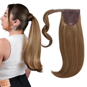 INH Hair Lola Ponytail Extension - Ash Blonde | Lola 17 inch Clip in Straight Pony with Swoop, Secure Comb Base and Wrap Around Design, Mid-length for Women, Lightweight Vegan Synthetic Hair