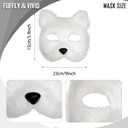 HyperFun Therian Mask and Tail Set Furry Fox Cat Mask Gloves Cosplay Costume Halloween Party (White)