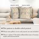 Boho Floral Throw Pillow Covers 20x20 inch Set of 2,Beige Boho Rug Geometric Floral Pattern Decor Double Sided Pattern Cushion Cover Soft Pillow Case Living Sofa Room Bed Square Pillow Cover