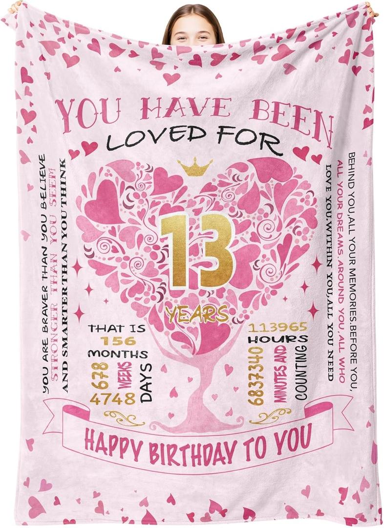 13th Birthday Gifts for Girls,13 Year Old Girl Birthday Gifts,Birthday Gift for 13 Year Old Girls,13 Yr Old Girl Gift Ideas,13th Birthday Decorations Throw Blanket 50"X60"