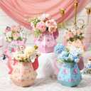 Fulmoon 6 Pcs Tea Party Decorations 6.7'' Flower Box Table Paper Teapot Princess Centerpiece Vase Table Decor Wonderland Fancy Party Decor for Floral Tea Birthday Baby Shower Wedding (Cute)