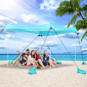 Camping Tent UPF50+ with 8 Sandbags, Beach Shade Canopy for 6-12 Persons, Pop Up Canopy for Camping, Picnics, 12X12FT Turquoise