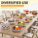 Compact Multifunc Chilled Serving Tray with Clear Rotating Lid,9 Inch Fruit Platter Tray for Parties and Small Cake Stand with Ice Storage Four Compartment Platter for Veggie Sushi Snacks Cupcakes