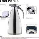 Sumerflos 68 Oz Stainless Steel Coffee Thermal Carafe/Double Walled Vacuum Thermos Insulated / 12 Hour Heat Retention(Silver)