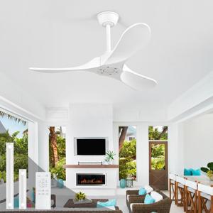 42 Inch Small Ceiling Fan without Light,Propeller Wood Blades,Quiet and Reversible,Timer and Speed Memory Function,Outdoor Ceiling Fan for Bedroom,Patios. (White, 42 inch)