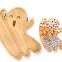 2 x Mezchi Cute Ghost Shape Halloween Charcuterie Board, Decorative Bamboo Serving Platter Tray, Wood Cheese Cutting Board, Charcuterie Tray Plates for Halloween Kitchen Decor, Gifts