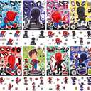 24Sheets Cartoon Spider Sticker for Teens, Make Your Own Mixed & Matched with 8 Designed Characters Sticker for Birthday Party Supplies Favors Make Your Own Cartoon Hero Stickers (Man24)