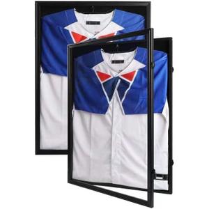 IHEIPYE Jersey Frame Display Case Black Lock-2Pack,Large Shadow Box Lockable with UV Protection Acrylic and Hanger for Baseball Basketball Football Soccer Hockey 2XL Sport Jersey Shirt