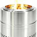 Smokeless Firepit Bonfire 20", Outside Wood Burning Metal Stove Stainless Steel Fire Pit with Carry Bag, Portable Camping Propane Patio Backyard, Easy Setup & Cleaning (Silver Without Hallow)