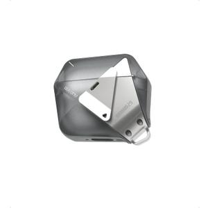 Aulumu A29 Geometric AirPods 4 Case with Lock | Protective Cover with Nylon Buckle | Alloy Armour | Compatible with Apple AirPods 4th (2024) - Translucent Grey