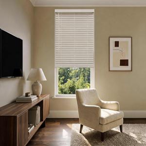 MR.DANCE 2" Cordless Faux Wood Blinds for Indoor Windows, Easy to Install, 25"W x 48"H