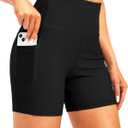 Soothfeel Women's High Waisted Swim Board Shorts 5 Inch UPF 50+ Tummy Control Bathing Suit Bottoms for Women with Pockets (X-Large, Black)