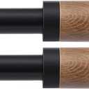 Wood Curtain Rods for Windows 32 to 45 Inches (2.6-3.75ft), 1 inch Adjustable Window Curtain Rods with Imitation Wood Grain Finials, Heavy Duty Decorative Drapery Rod for Bedroom, Kitchen and Patio, 2 Pack
