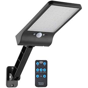 56LED Motion Sensor Solar Wall Light Outdoor Street Lamp with Remote Control Adjustable Waterproof Garden Street Lamp,Black