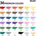 WUO 36 Colors Acrylic Paint Markers, High Opacity Automatic Ink Control Brush Tip Pens, Water-Based No-Bleed Markers for Rock, Canvas, Wood, Glass, Ceramic, and DIY Art Supplies