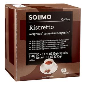 Amazon Brand - Solimo Ristretto Capsules, Dark Roast, Compatible with Original Brewers, Pack of 1x50 Capsule (50 count), Best Before 05/09/2026