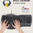 Perixx PERIBOARD-512B Wired Ergonomic Keyboard - Split Keyboard, Wrist Rest, Natural Typing - Wired USB Connectivity - US English - Black
