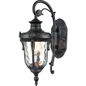SAMTEEN Black Outdoor Wall Light Fixtures Modern Farmhouse 1-Light Outdoor Wall Sconce with Hammered Glass Wall Lantern Light for Porch Garage Courtyard, 16-Inch