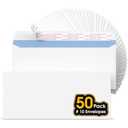 CREGEAR #10 Self Seal Security Envelopes, 50 Count, 4-1/ 8" x 9-1/ 2", 24 lb Paper, NO Window, White, Strip and Seal for Privacy & Business
