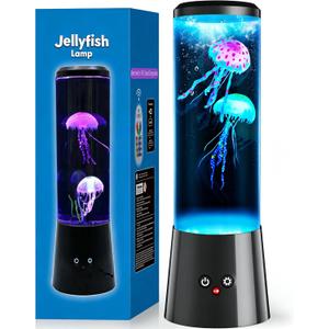 Jellyfish Lamp, 16 Color LED Fantasy Jellyfish Tank Table Light with Remote, Dual Power Supply, Eye-Friendly Ambient Lamp for Home Office Bedroom Decor, Perfect Holiday Gift for Adults & Kids
