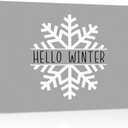Hello Winter Canvas Print Wall Art - Christmas White Snowflake on Grey Background - Wall Decor Modern Artwork Paintings Pictures for Living Room Stretched and Framed Ready to Hang - 24" x 36"
