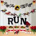 Glitter Run for The Roses Banner, Pre-Strung NO DIY Kentucky Derby Decorations, Horse Race Garland Kentucky Derby Banner for Wall Home Decor