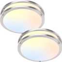 Brightever 10 Inch LED Ceiling Light Fixture, 30W 4000LM Modern Flush Mount Ceiling Lamps Dimmable, 2700K-6500K Adjusted Super Bright Bedroom Ceiling Lights for Kitchen Hallway, Brushed Nickle, 2-Pack