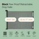 Hakuna Pets Indoor/Outdoor Paw Proof Retractable Dog Gate, 36.6" Tall Extends to 71" Wide, Black