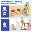 HOLA Baby Toys 6-12 Months Musical Dancing Duck Toy Set with Mama and Babys Tummy Time Toys, Crawling and Interaction Modes 1 Year Old Girl Boy Baby Stocking Stuffers