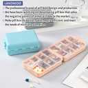 Foldable & Portable Pill Organizer 2 Times A Day with Extra Compartments - Etched Labels - Weekly 7 Day AM PM Medicine Box, Week Daily Travel Pill Case Holder Dispenser for Vitamin, Supplement - Khaki