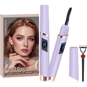 Heated Eyelash Curler, Electric Eyelash Curler, Rechargeable Lash Curler with Eyelash Comb for Makeup Natural Curling Eye Lashes and 24 Hours Long Lasting - Purple 2025 Updated New Model