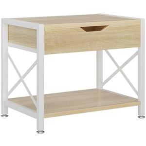 IBUYKE 2 Tier Desktop Printer Stand,Multi-Purpose Desk Organizer,Wooden Printer Stand with Drawer Storage for Folders,Books,for Fax Machine, Scanner,Home Office,Light Wood TLJ012R