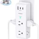 Surge Protector Outlet Extender with Rotating Plug, 6 AC Multi Plug Outlet with 3 USB Ports (2 USB C), 1800 Joules, 3-Sided Swivel Power Strip with Spaced Outlet Splitter for Home, Office, Dorm, White