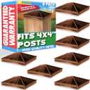 GreenLighting 4x4 Aluminum Pyramid Post Cap Cover (Brown 8 Pack) Fits 4x4 Nominal Wood (True 3.5 x 3.5) Powder Coated Matte Outdoor Post Caps Cover, Fence Wood Post, Decking, Waterproof