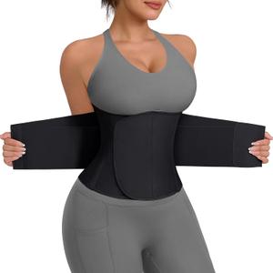 FeelinGirl Waist Trainer Belt for Women Waist Cincher Waist Trimmer Corset Adjustable Hook Loop Tummy Control Slimming (XX-Large, Black)