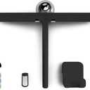 GÜTEWERK Silicone Shower Squeegee for Glass Doors & Mirrors with Stainless Steel Core, Streak-Free & No-Squeak Window Cleaning, 3-in-1 No-Drill Mount (Hook/Suction/Adhesive),Black, 13 Inches
