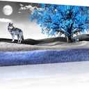 Lapremoly Large Black And White Wall Paintings Canvas Wall Art For Living Room Wall Decor For Bedroom Modern Office Decoration Blue Tree Pictures Artwork Wolf Prints Art Room Home Decor 24x48