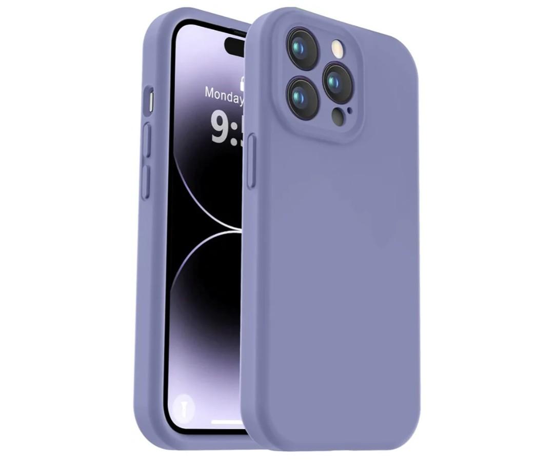 Vooii Compatible with iPhone 14 Pro Case, Liquid Silicone Upgrade [Camera Protection] [Soft Anti-Scratch Microfiber Lining] Shockproof Phone Case for iPhone 14 Pro 6.1 inch - Lavender Grey