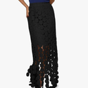 Cicy Bell Womens Hollow Out Maxi Skirts Summer High Waisted Boho Fringe Hem Long Skirt, Small