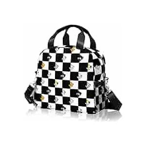 Lunch box Kids, Insulated Cherry Lunch Bag Cute Small Reusable Leakproof Lunch Totebag With Shoulder Strap for Girls Boys Women School Work Picnic (Checkered Cat)