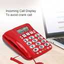 Big Phone for Seniors, Corded Phone with Caller ID, Adjustable Ringtone, and Speed Dial Memory, Wall Mountable Wired Landline Telephone for Hearing and Visually Impaired(Red)