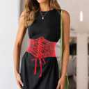 Tgirls Women Corset Belt Lace-up Waist Corset Belts Sexy Cinch Elastic Wide Belt for Dress Costume Waspie Waistband (Red)