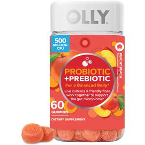 OLLY Probiotic + Prebiotic Gummy, Digestive Support and Gut Health, 500 Million CFUs, Fiber, Adult Chewable Supplement for Men and Women, Peach, 60 Day Supply - 60 Count, 

BBD: 12 Aug 2026