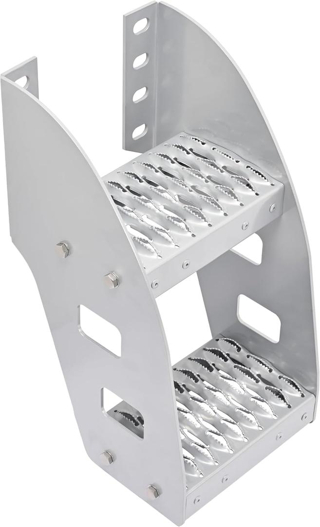 HECASA 10” Truck Frame Step Mounted Side Steps Compatible with Peterbilt Frame Fit Make or Model Class 8 Semi Truck Bed Running Boards w/Mounting Hole Pattern Aluminium Silvery