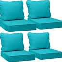 AAAAAcessories Outdoor Deep Seat Cushions, Waterproof, Fade-Resistant Patio Furniture Replacement Cushions, Set of 4, 24" x 24" x 5",Turquoise Blue